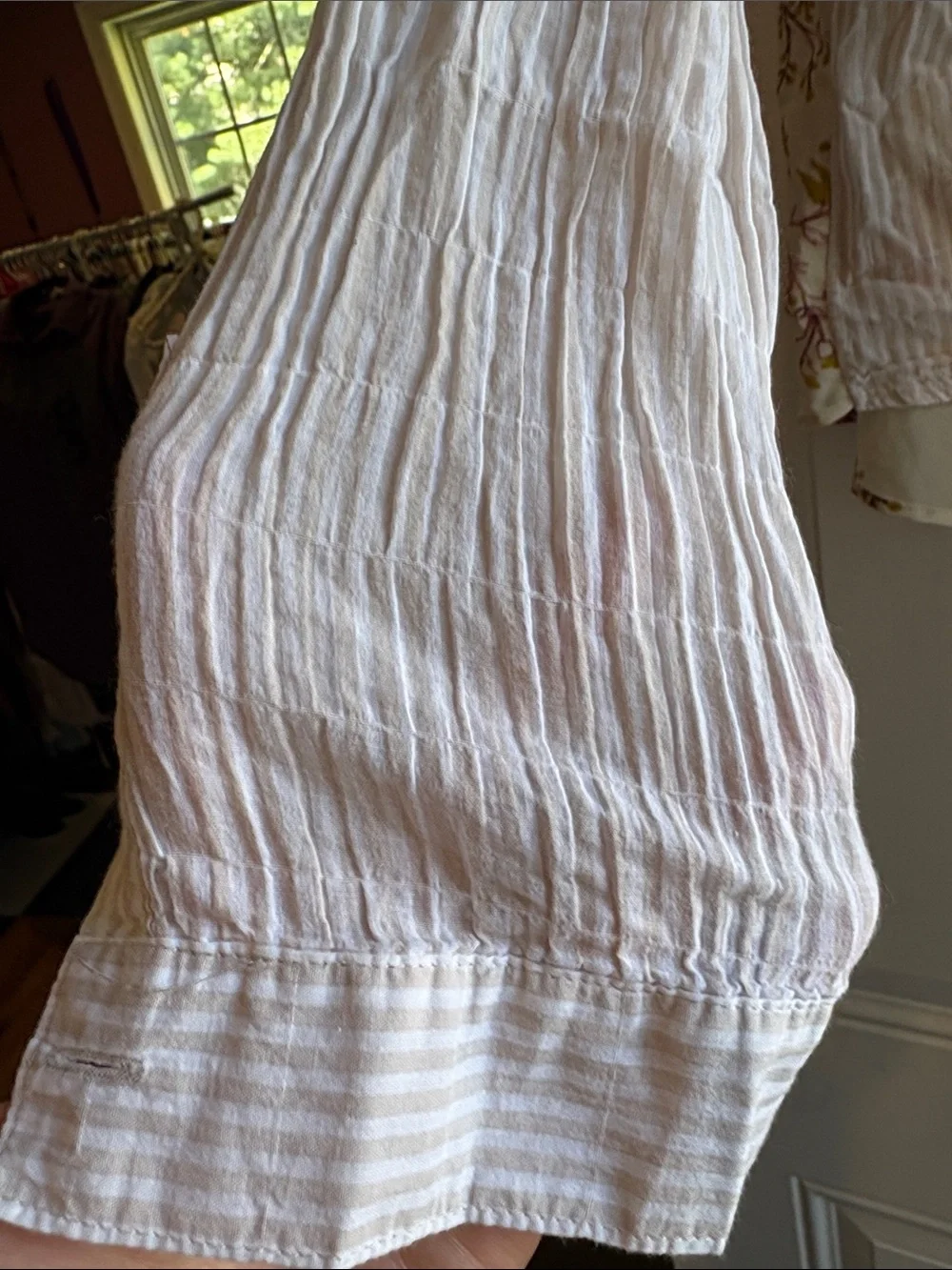 Free People Pale Pink Striped/floral blouse rehab